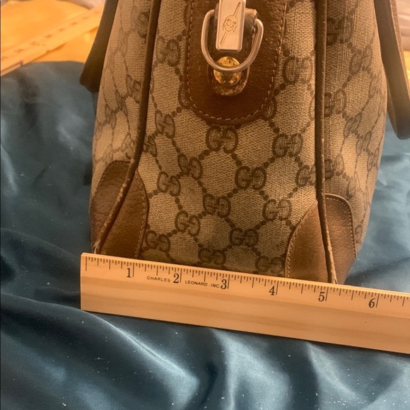 Vintage Gucci Brown and Green Women's Canvas Bag - Picture 8 of 16